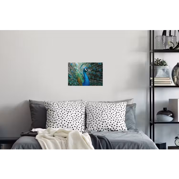 Pauw - Veren - Blauw Muursticker klein -slaapkamer