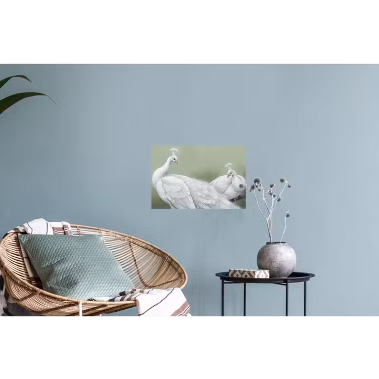 Pauwen - Wit - Natuur - Groen Muursticker klein -plant