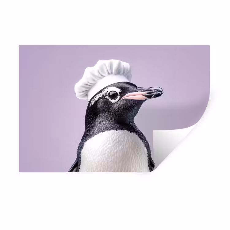 Pinguïn - Koksmuts - Lief - Paars Muursticker klein -3d