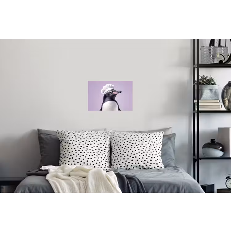 Pinguïn - Koksmuts - Lief - Paars Muursticker klein -slaapkamer