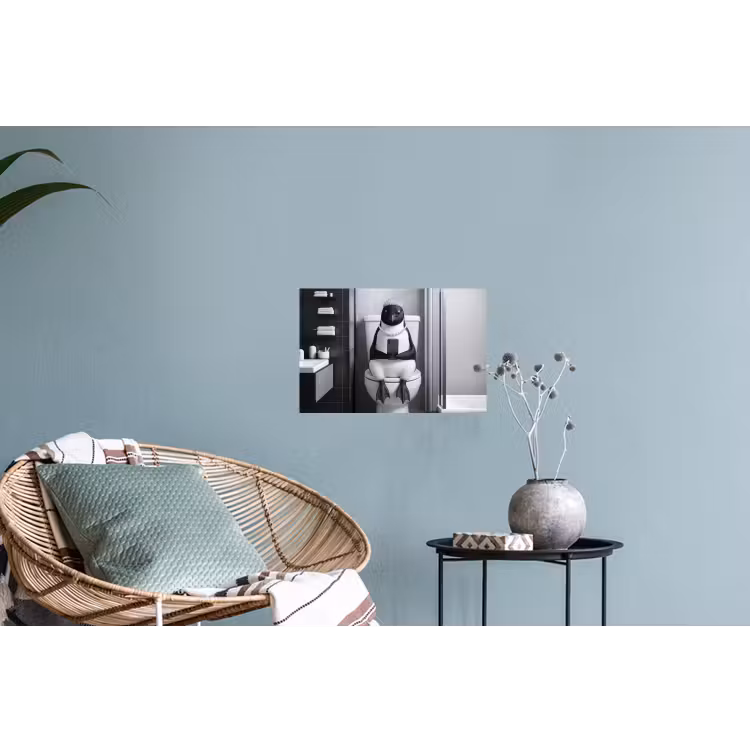 Pinguïn - Telefoon - Toilet - Zwart - Wit Muursticker klein -plant