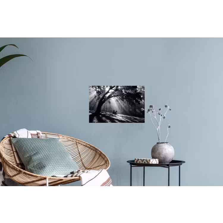 Mens - Hond - Natuur - Zwart-wit - Silhouet Muursticker klein -plant