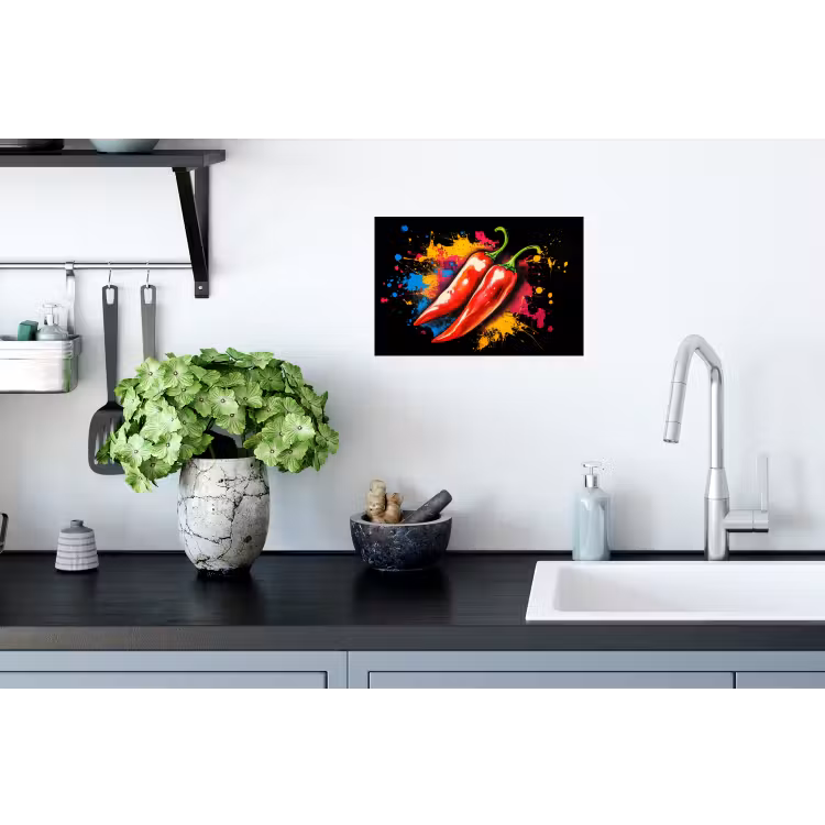 Peper - Graffiti - Verf - Abstract - Modern - Kleurrijk Muursticker klein -keuken