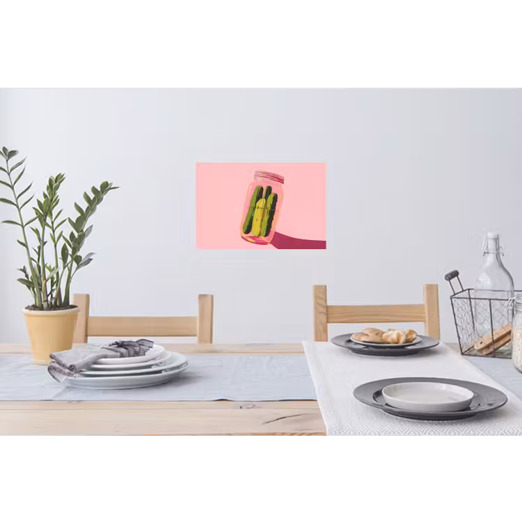 Augurken - Pot - Schaduw - Roze Muursticker klein -eettafel