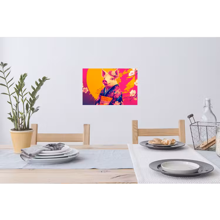 Varken - Bloemkroon - Kimono - Abstract Muursticker klein -eettafel