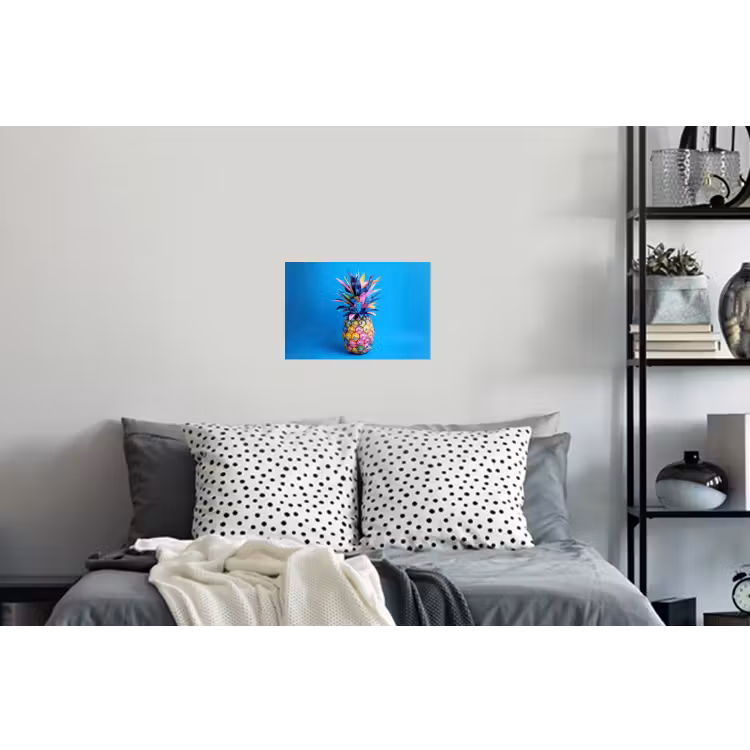 Ananas - Blauw - Tropisch - Vrolijk Muursticker klein -slaapkamer