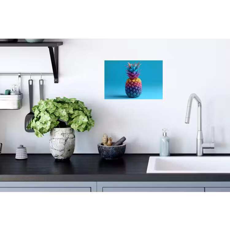 Ananas - Regenboog - Blauw - Popart Muursticker klein -keuken