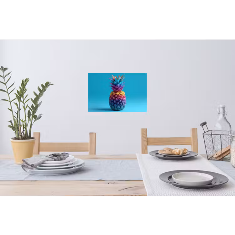Ananas - Regenboog - Blauw - Popart Muursticker klein -eettafel
