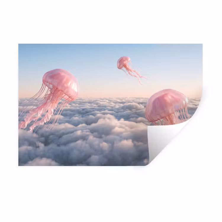 Wall Sticker - Pink Animal - Clouds - Roze dier - Wolken Muursticker klein