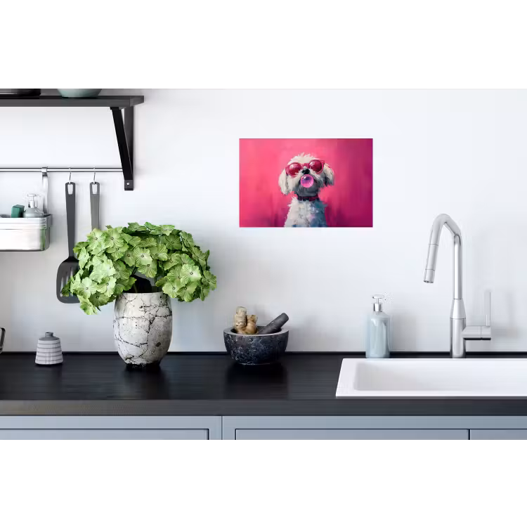 Pink - Hond - Bubbel Muursticker klein -keuken