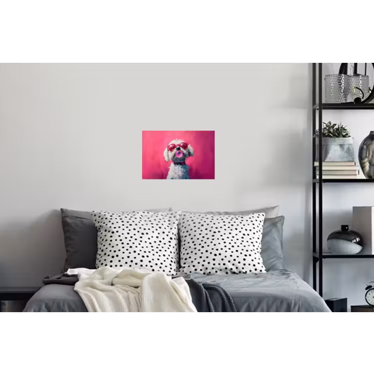 Pink - Hond - Bubbel Muursticker klein -slaapkamer