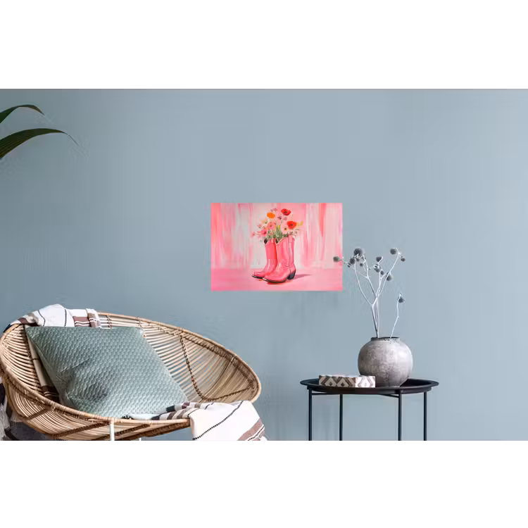 Roze - Bloemen - Cowboy Muursticker klein -plant