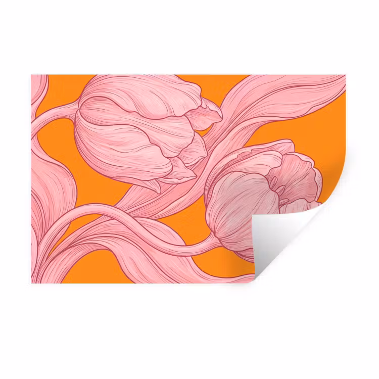 Wall Sticker - Pink Flowers - Modern - Roze bloemen - Modern Muursticker klein