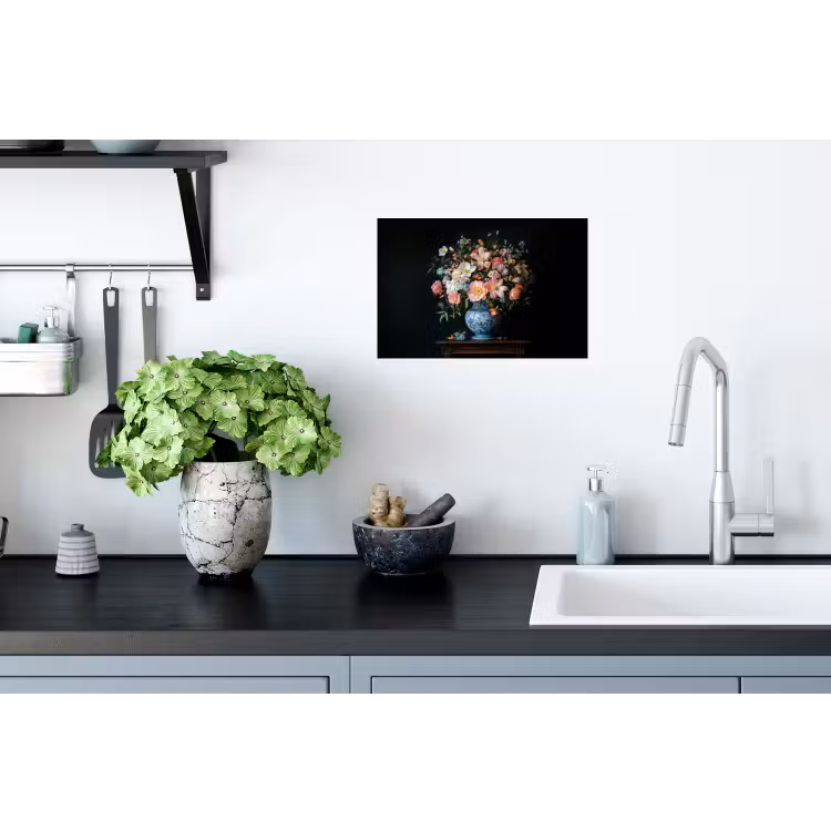 Roze - Bloemen - Vaas - Kleuren Muursticker klein -keuken