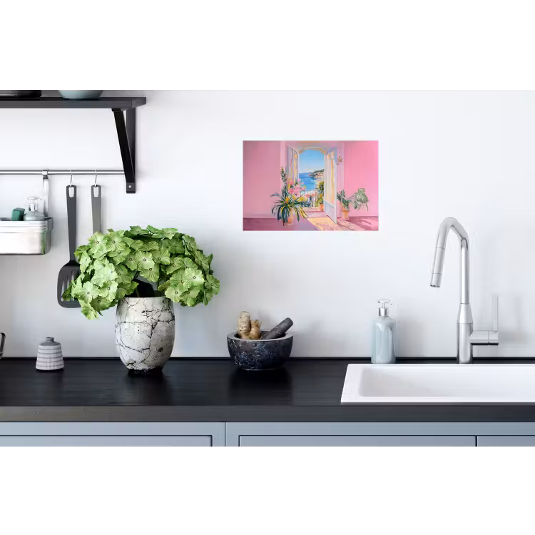 Roze - Buiten - Verf Muursticker klein -keuken