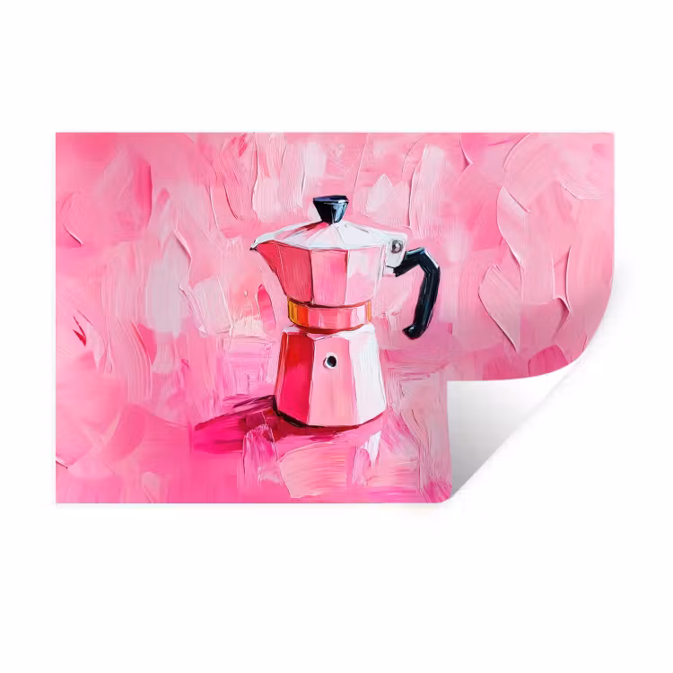 Roze - Verf - Coffee Muursticker klein -3d