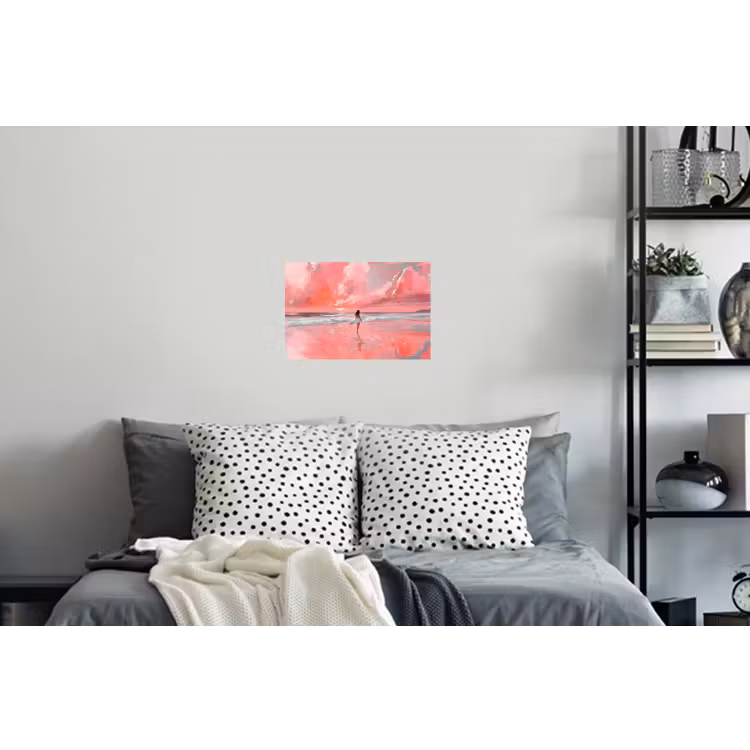 Roze - Surfen - Zee Muursticker klein -slaapkamer