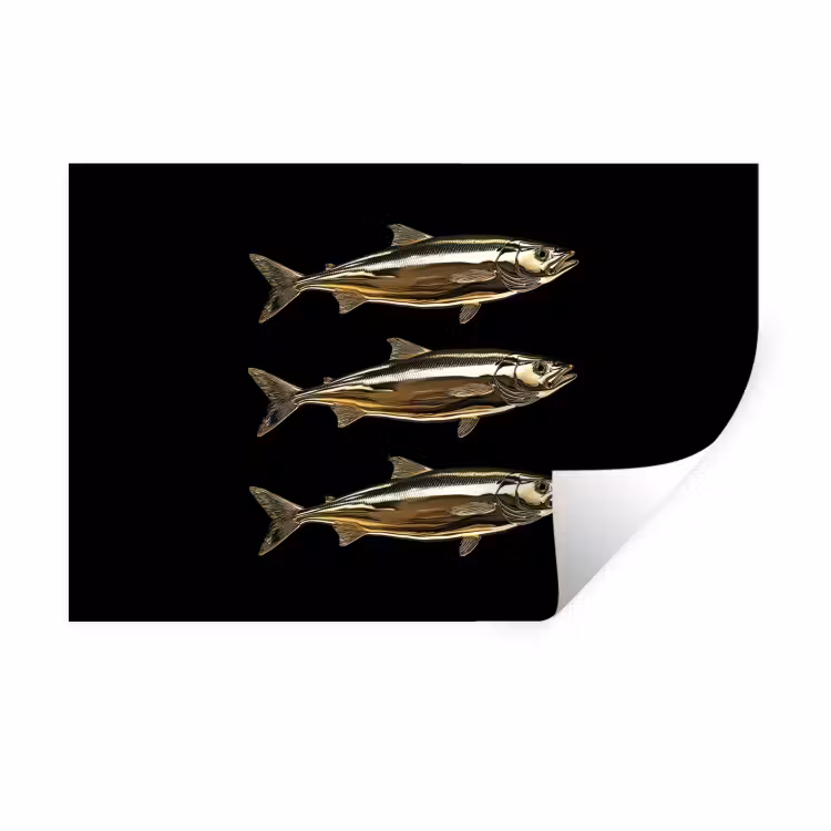 Vissen - Goud - Zwart Muursticker klein -3d