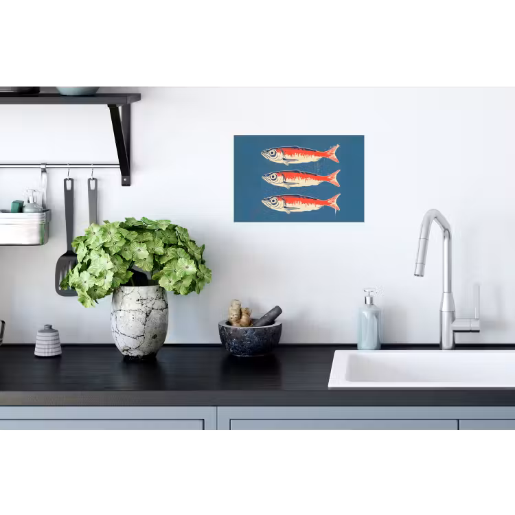 Vissen - Rood - Blauw Muursticker klein -keuken