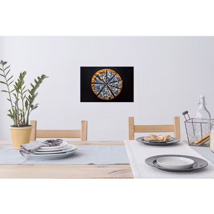 Pizza - Eten - Delftsblauw Muursticker klein -eettafel