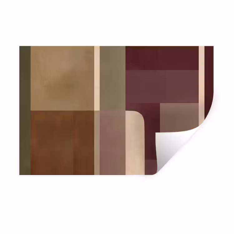 Vlakken - Abstract - Bordeaux - Lijnen Muursticker klein -3d