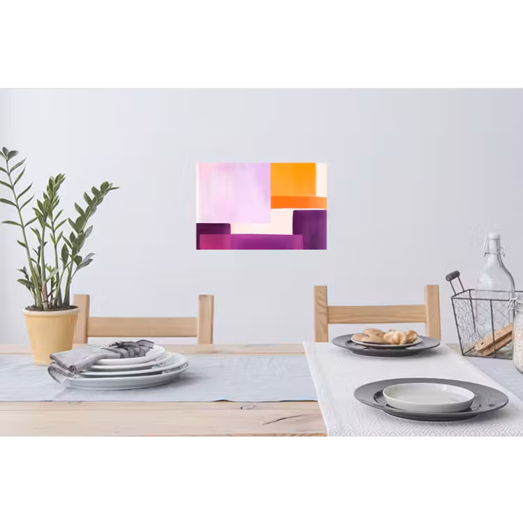 Vlakken - Abstract - Rechthoekig - Oranje Muursticker klein -eettafel
