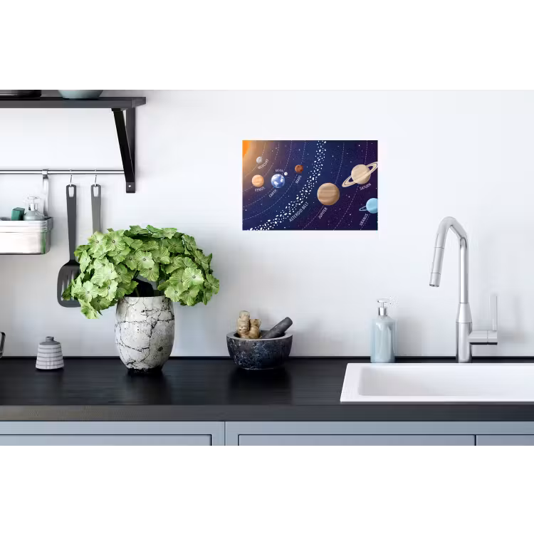 Planetenstelsel - Ruimte - Illustratie Muursticker klein -keuken