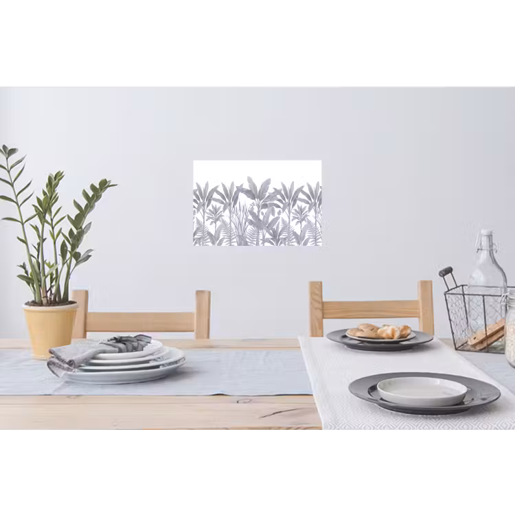 Planten - Bladeren - Natuur - Grijs Muursticker klein -eettafel