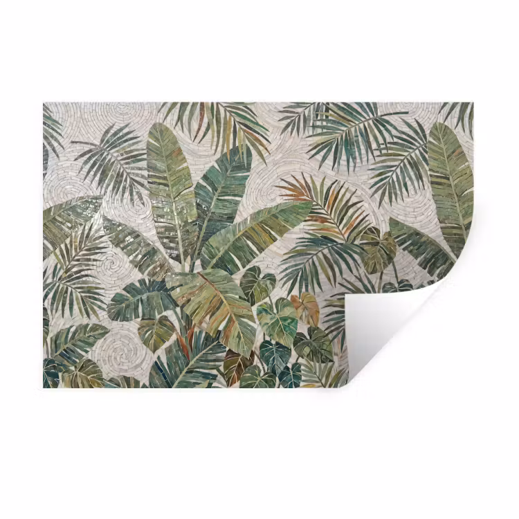 Planten - Tropisch - Mozaïek - Natuur - Groen Muursticker klein -3d