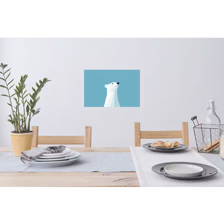 Ijsbeer - Lichtblauw - Minimalistisch Muursticker klein -eettafel