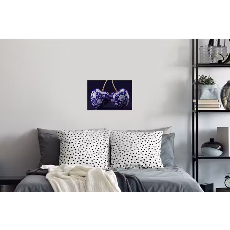 Porselein- Kersen - Delfts - Blauw Muursticker klein -slaapkamer