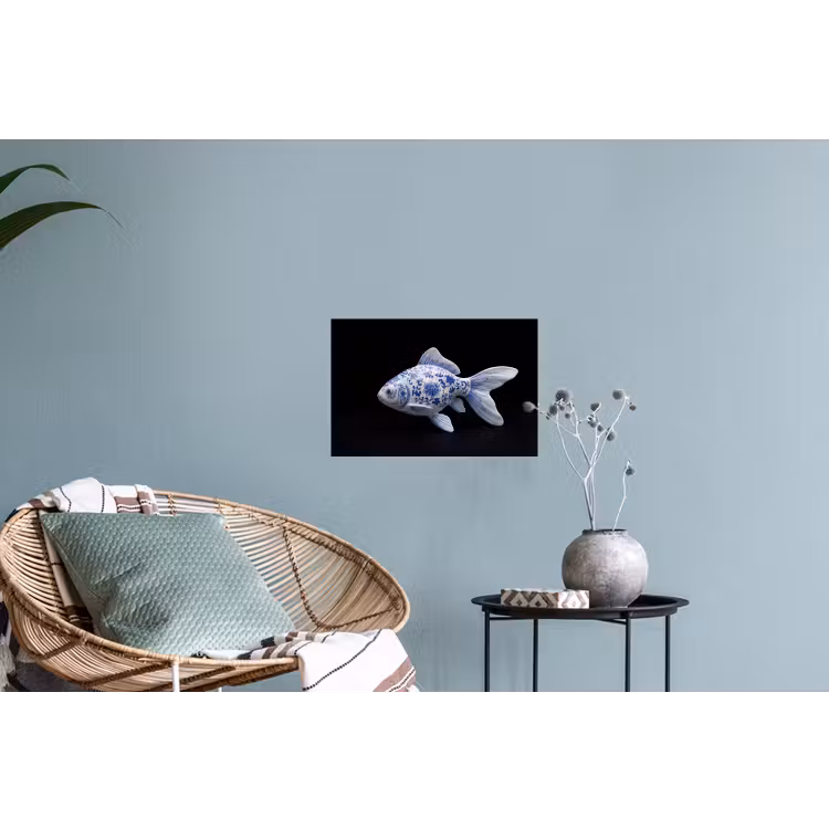 Porselein - Goudvis - Delfts - Blauw Muursticker klein -plant
