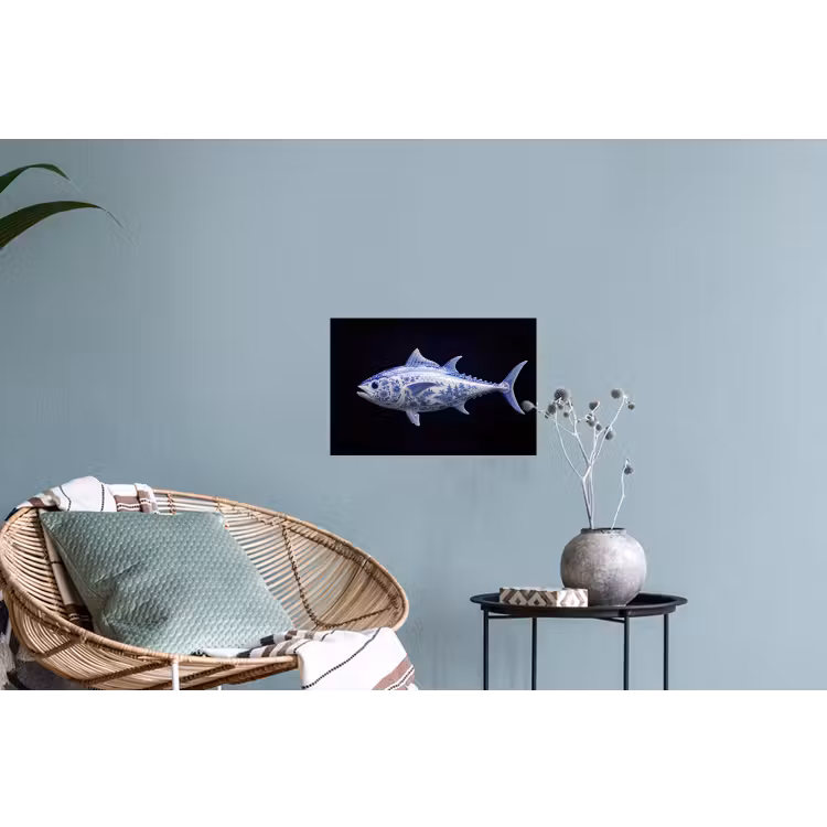 Porselein - Tonijn - Delfts - Blauw Muursticker klein -plant