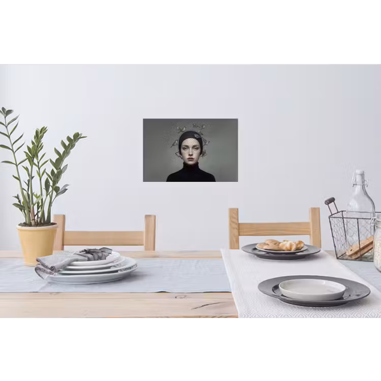 Portret - Vogels - Zwart Muursticker klein -eettafel