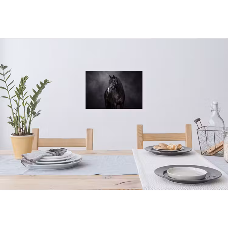 Portret - Paard - Zwart Muursticker klein -eettafel