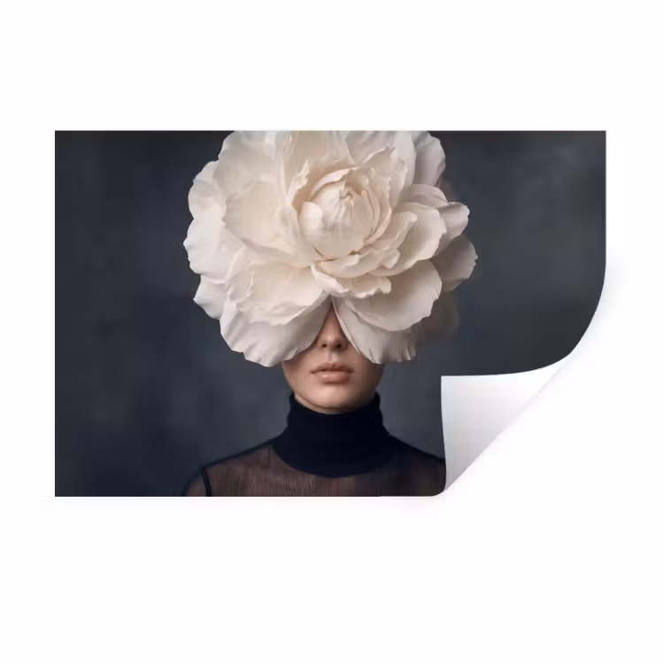 Portret - Mysterieus - Wit Muursticker klein -3d