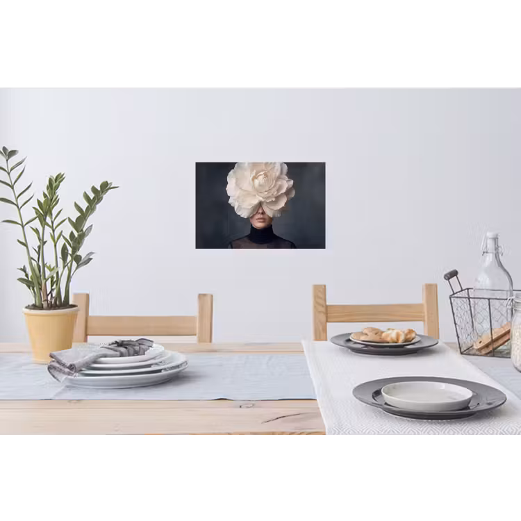 Portret - Mysterieus - Wit Muursticker klein -eettafel