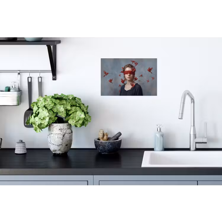 Portret - Krachtig - Rood Muursticker klein -keuken