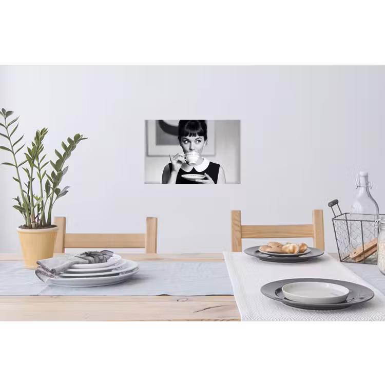 Portret - Thee - Vrouw Muursticker klein -eettafel