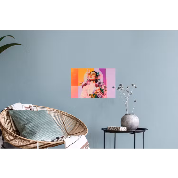 Portret - Vrouw - Abstract - Bloemen Muursticker klein -plant