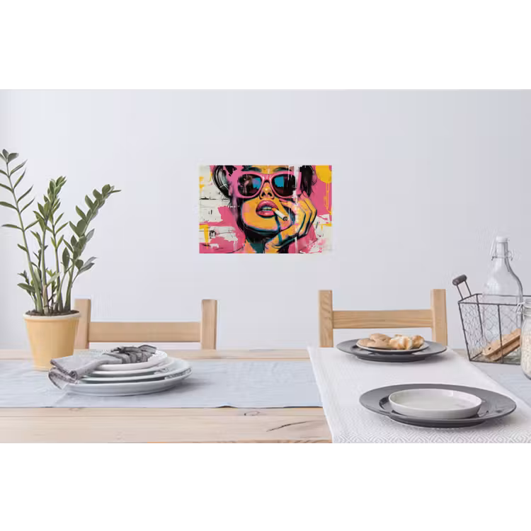 Portret - Vrouw - Abstract - Zonnebril Muursticker klein -eettafel