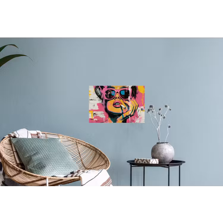 Portret - Vrouw - Abstract - Zonnebril Muursticker klein -plant