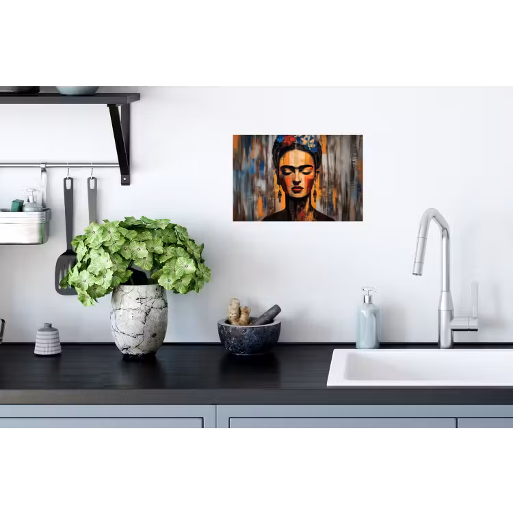 Portret - Vrouw - Bloemen Muursticker klein -keuken