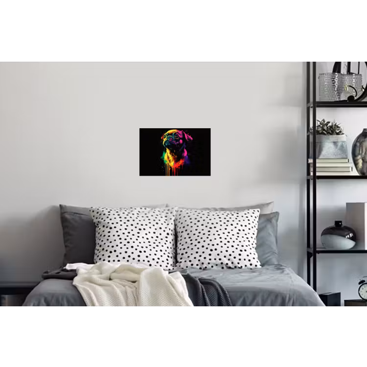 Puck - Hond - Verf - Kleuren Muursticker klein -slaapkamer