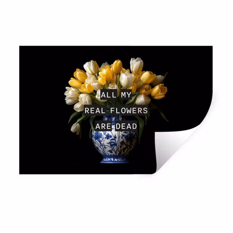 Quotes - Bloem - Tulp - Geel Muursticker klein -3d