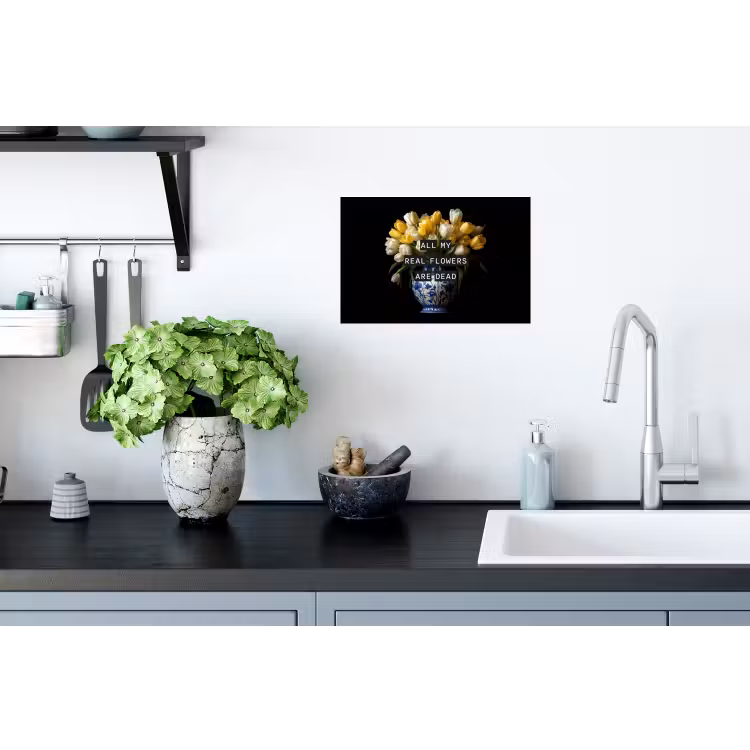 Quotes - Bloem - Tulp - Geel Muursticker klein -keuken