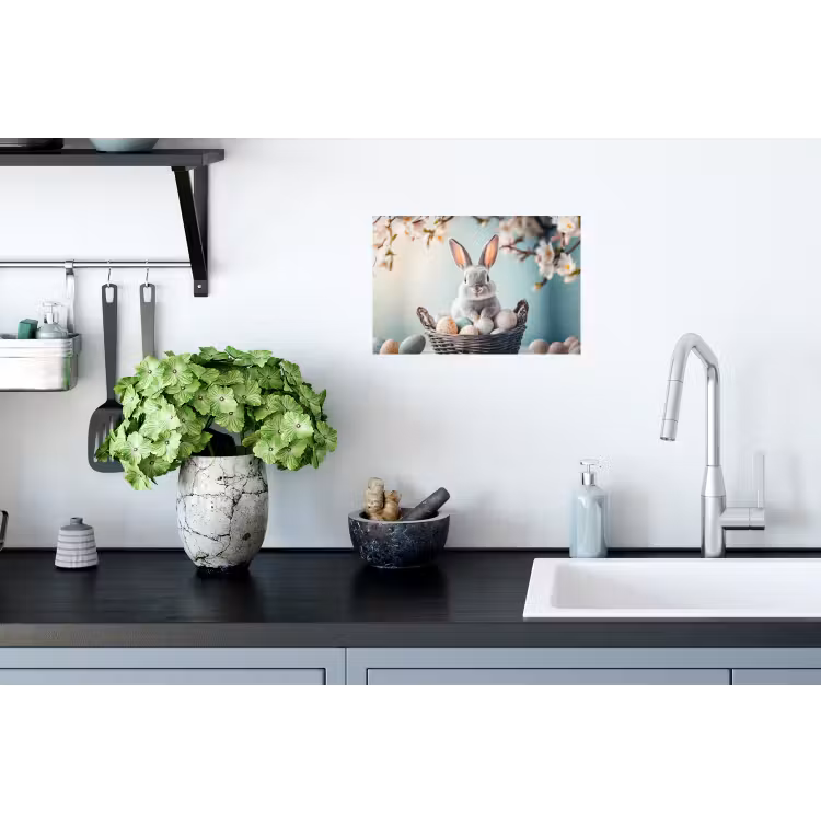 Konijn - Eieren - Mand Muursticker klein -keuken