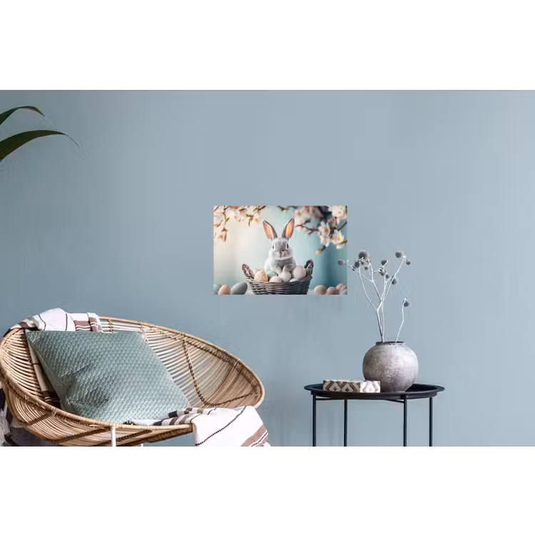Konijn - Eieren - Mand Muursticker klein -plant