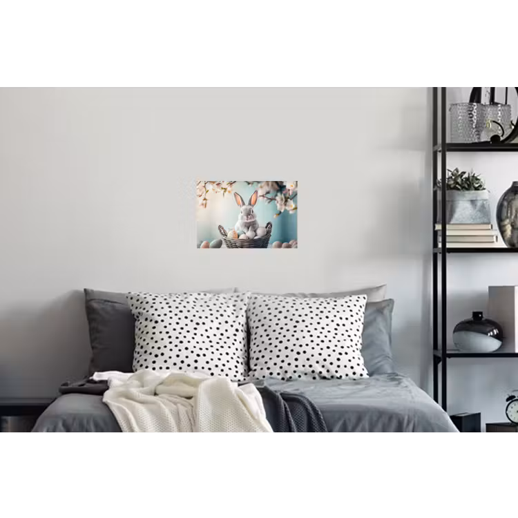Konijn - Eieren - Mand Muursticker klein -slaapkamer