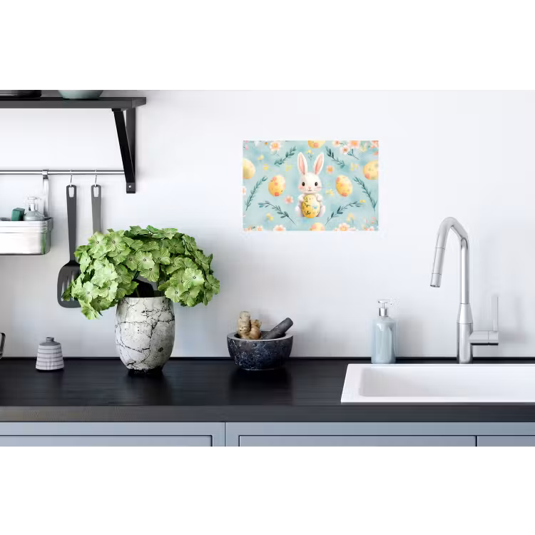 Konijn - Eieren - Takjes Muursticker klein -keuken
